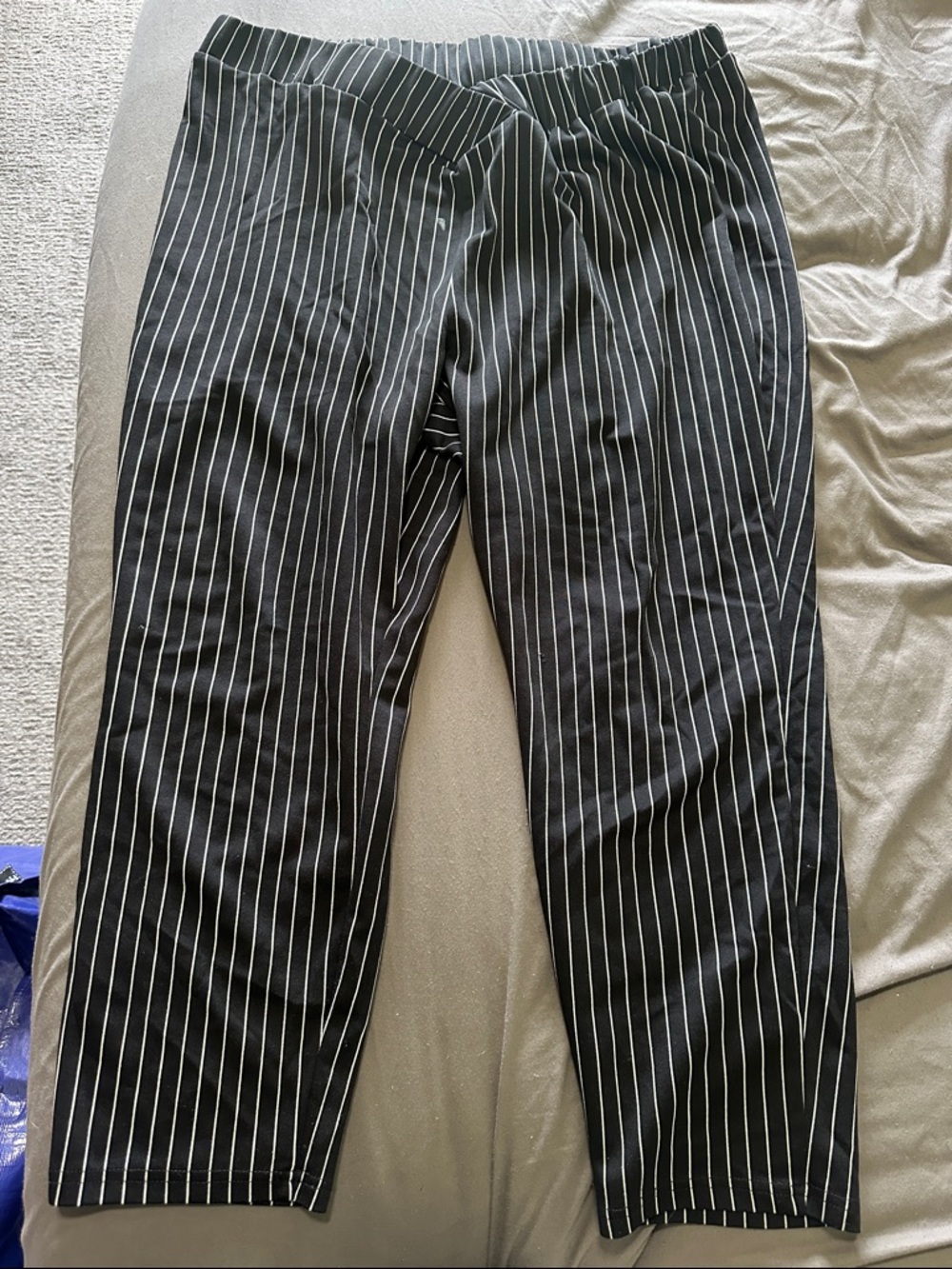 BloomChic Black Pinstripe Tapered Dress Pants
